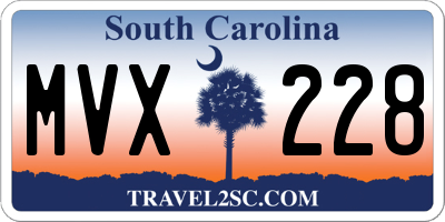 SC license plate MVX228