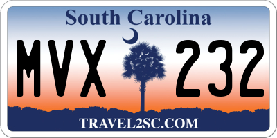 SC license plate MVX232