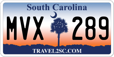 SC license plate MVX289