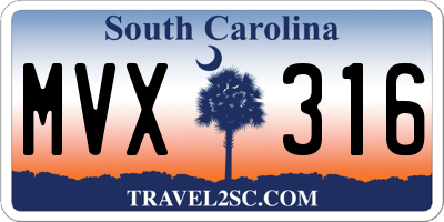 SC license plate MVX316