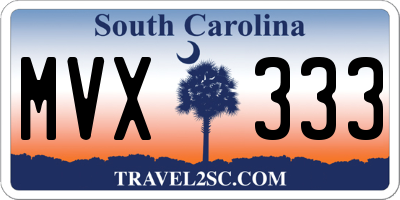 SC license plate MVX333
