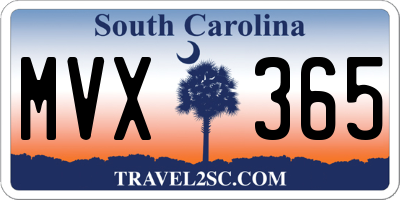 SC license plate MVX365