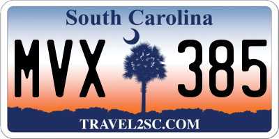 SC license plate MVX385