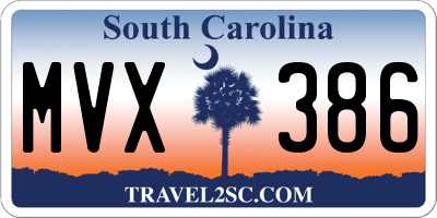 SC license plate MVX386