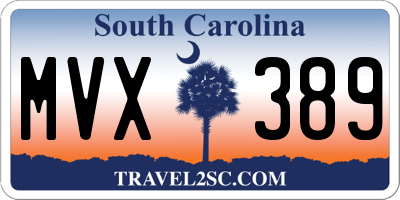 SC license plate MVX389