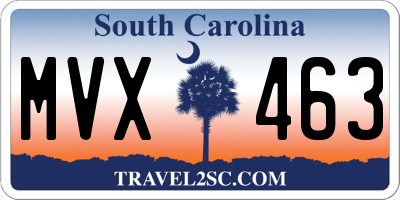 SC license plate MVX463