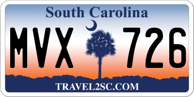 SC license plate MVX726