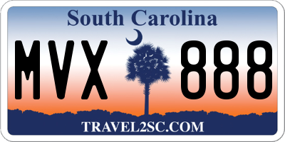 SC license plate MVX888