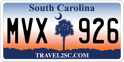 SC license plate MVX926