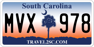 SC license plate MVX978