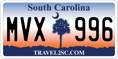 SC license plate MVX996