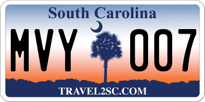 SC license plate MVY007