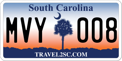 SC license plate MVY008