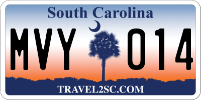 SC license plate MVY014