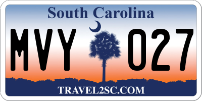 SC license plate MVY027