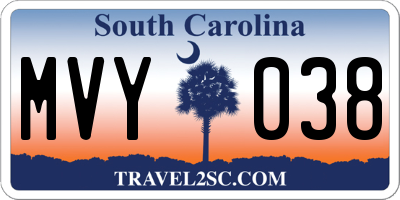SC license plate MVY038