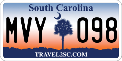 SC license plate MVY098