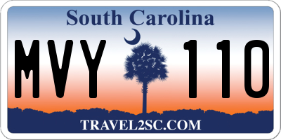 SC license plate MVY110