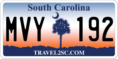 SC license plate MVY192