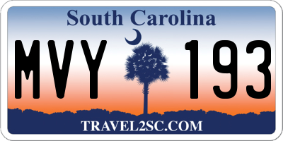 SC license plate MVY193