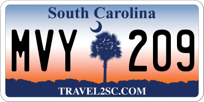 SC license plate MVY209