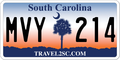 SC license plate MVY214