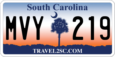 SC license plate MVY219