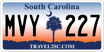 SC license plate MVY227