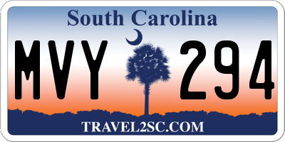 SC license plate MVY294