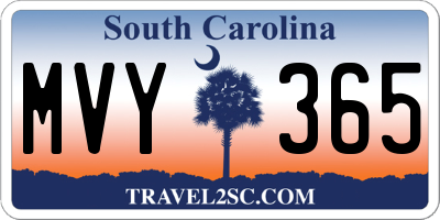 SC license plate MVY365