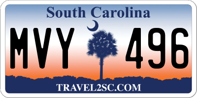 SC license plate MVY496