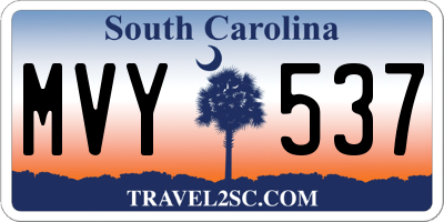 SC license plate MVY537