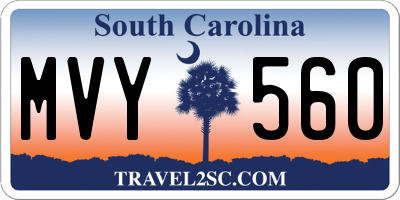 SC license plate MVY560
