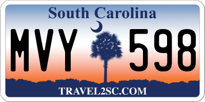 SC license plate MVY598