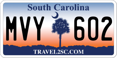 SC license plate MVY602