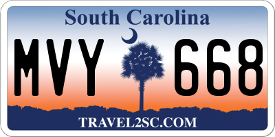 SC license plate MVY668
