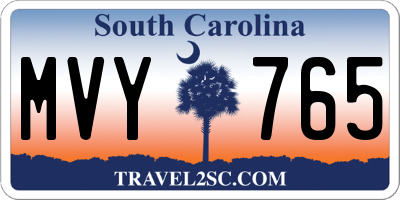 SC license plate MVY765