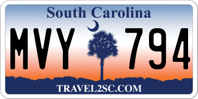 SC license plate MVY794