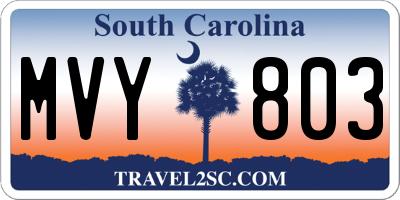SC license plate MVY803