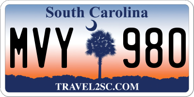 SC license plate MVY980