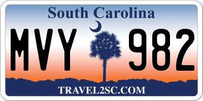 SC license plate MVY982