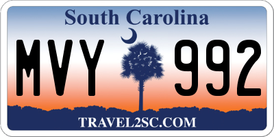 SC license plate MVY992