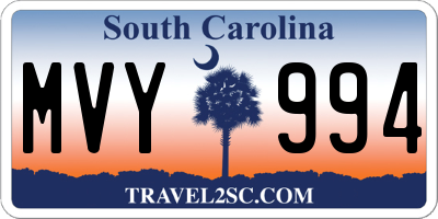 SC license plate MVY994