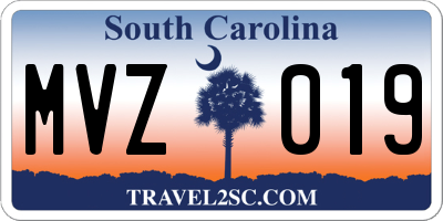 SC license plate MVZ019