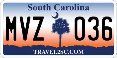 SC license plate MVZ036