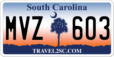 SC license plate MVZ603
