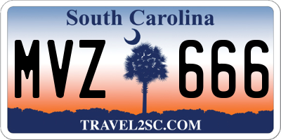 SC license plate MVZ666