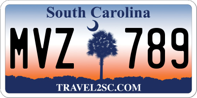 SC license plate MVZ789