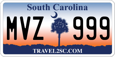 SC license plate MVZ999