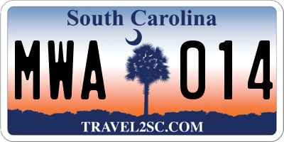 SC license plate MWA014